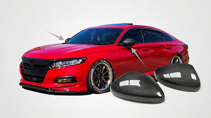 REAL CARBON FIBER SIDE MIRROR COVER REPLACEMENT W/O LIGHT FOR 18-22 HONDA ACCORD
