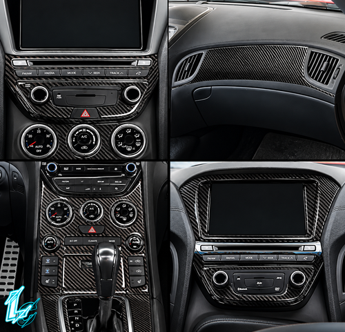 Hyundai Genesis Coupe Carbon Fiber Dash & Radio Kit, 8pc (2013–2016)