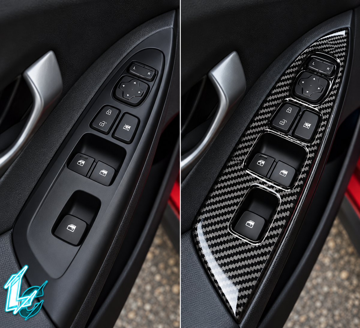 Hyundai Veloster/N Carbon Fiber Power Window Switch Panel Trim (2019–2022)