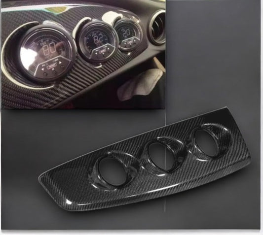 Carbon Fiber Dashboard Panel 3pc Boost gauge pods Cover Trim