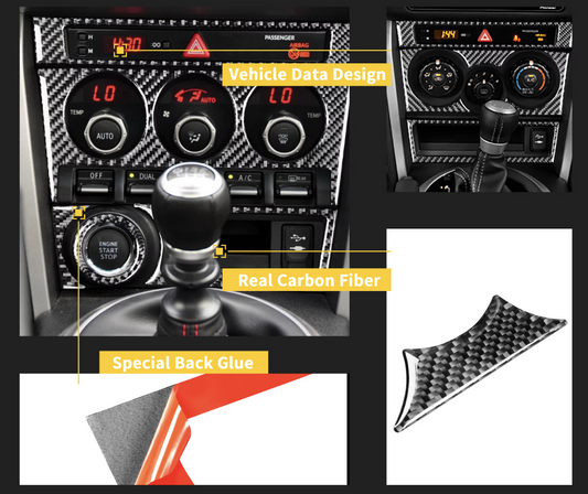 Carbon Fiber Central Control Panel Trim – Subaru BRZ / Toyota 86