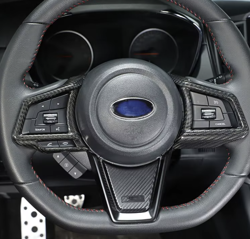 Carbon Fiber Steering Wheel Button Cover Trim for Subaru WRX/STI