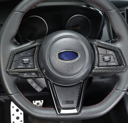 Carbon Fiber Steering Wheel Button Cover Trim for Subaru WRX/STI