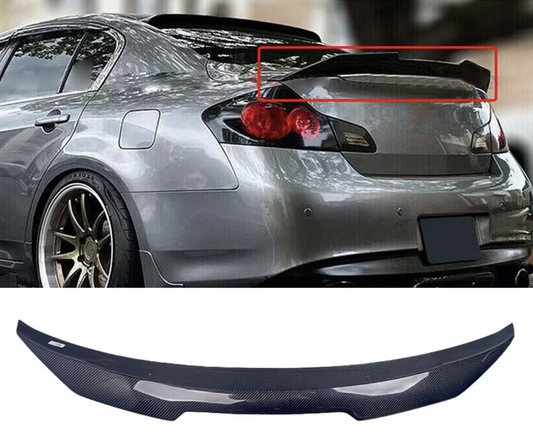 PSM Style Carbon Fiber Rear Trunk Spoiler for Infiniti G35, G37, Q60 (Sedan)
