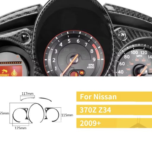 Carbon Fiber Speedometer Cluster Overlay for Nissan 370Z (Z34) 2009+