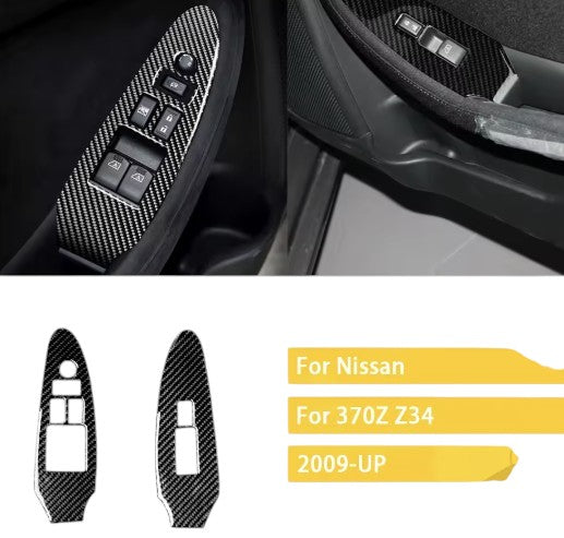 Carbon Fiber Window Switch Button Overlay for Nissan 370Z (Z34) 2009+