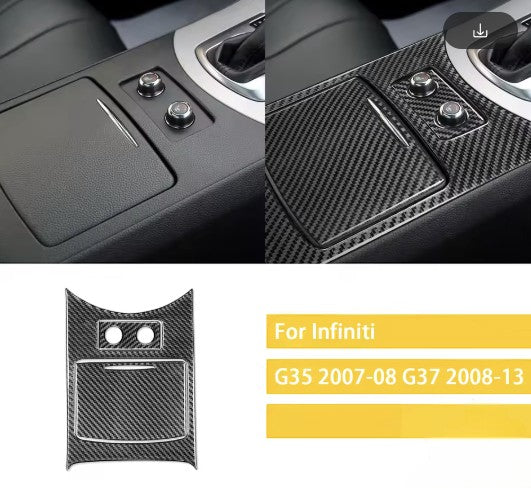 Carbon Fiber Center storage Console Overlay for Infiniti G35/ G37