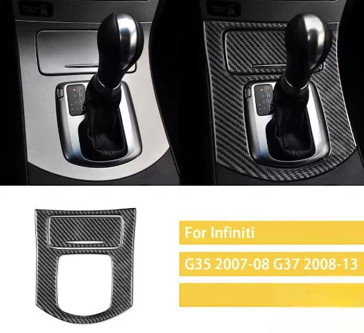 Carbon Fiber Gear Shift Console Overlay for Infiniti G35 / G37