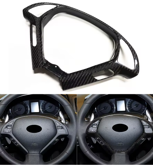 Carbon Fiber Steering Wheel Cover Trim for Infiniti G35, G37, Q60 et