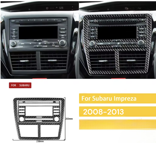 Carbon Fiber Multimedia Center Console Vent Overlay for Subaru WRX/STI Impreza (2008-2013)