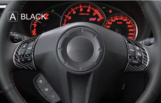 Carbon Fiber Steering Wheel Button & Emblem Overlays for Subaru WRX/STI Impreza (2008-2013)