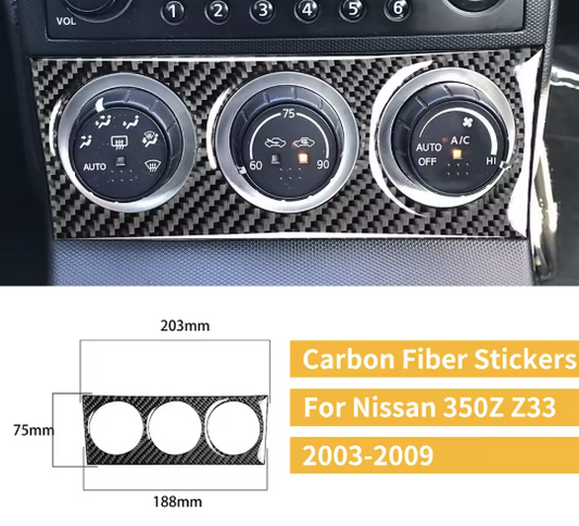 Carbon Fiber Climate Control Dial Overlays for Nissan 350Z
