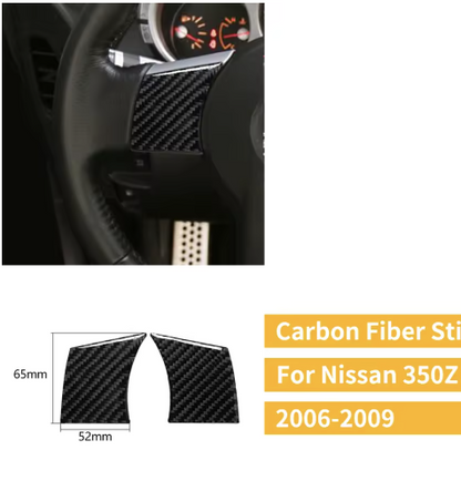 Nissan 350Z Carbon Fiber Steering Wheel Button Trim Overlays (2003–2009)