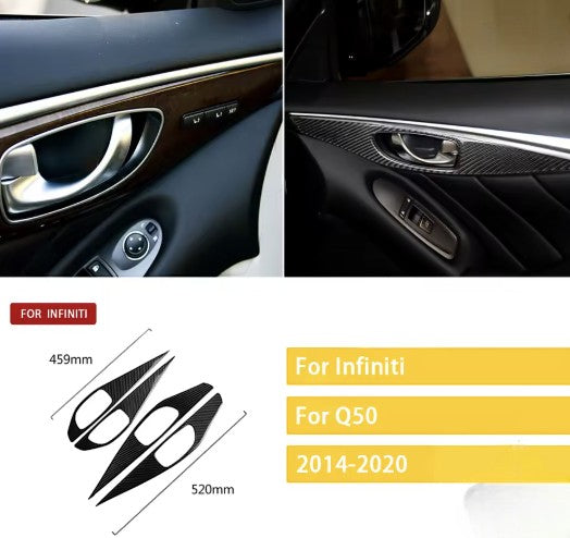 Carbon Fiber Door Handle Trim Overlay for Infiniti Q50 (2014+)