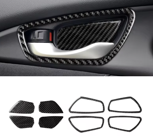 Carbon Fiber Interior Door Handle Panel Trim – For Honda Civic 10th Gen (2016–2020)