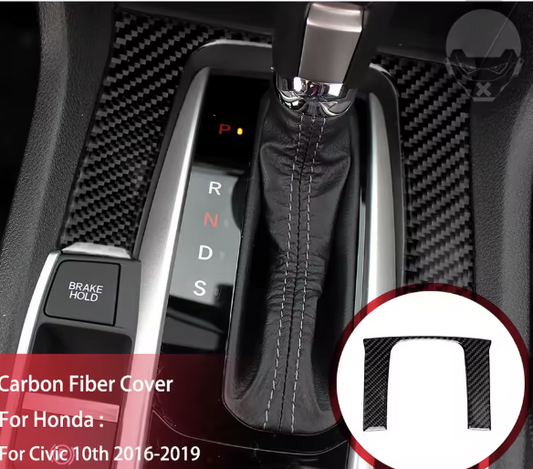 Carbon Fiber Gear Shift Trim Cover – For Honda Civic 10th Gen (2016–2019)