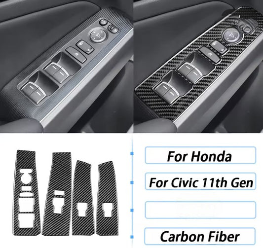 Carbon Fiber Window Switch Panel Trim Kit – For Honda Civic 11th Gen (2022+
