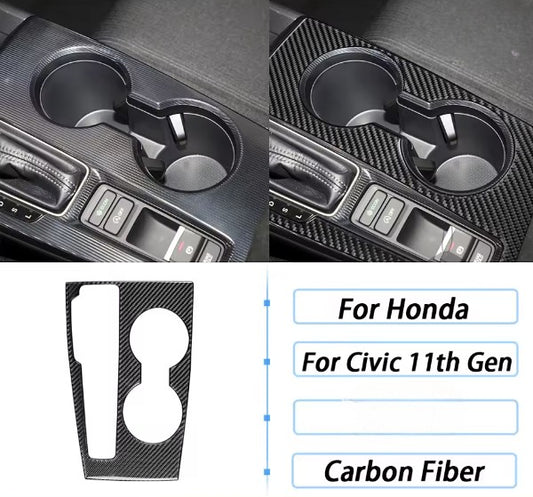 Carbon Fiber Center Console Cup-Holder Trim Overlay – For Honda Civic 11th Gen (2022+