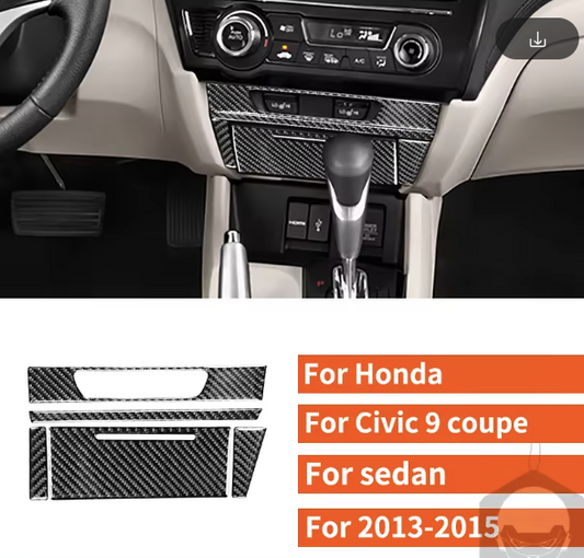 Carbon Fiber Lower Center Console Trim Kit – For Honda Civic 9th Gen (2013–2015)