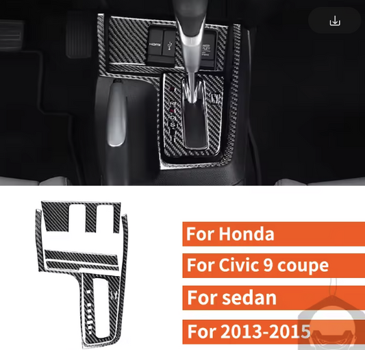 Carbon Fiber Gear Shift Surround Trim – For Honda Civic 9th Gen (2013–2015)