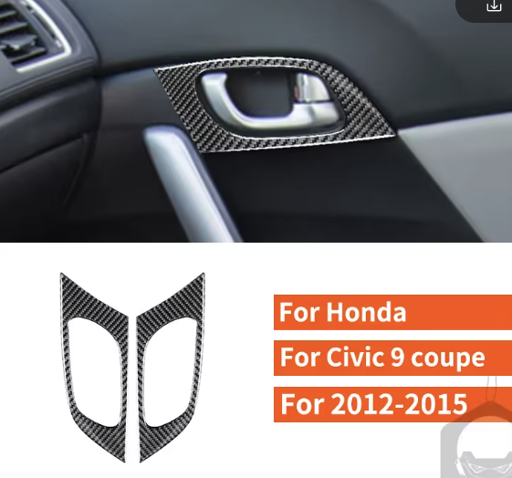 Carbon Fiber Inner Door Handle Surround Trim – For Honda Civic 9th Gen Coupe (2012–2015)