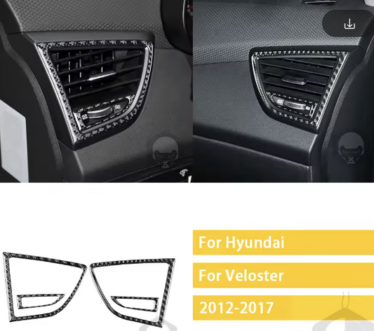 Carbon Fiber A/C Side Vent Trim (2-Piece Set) – For Hyundai Veloster (2012–2017)