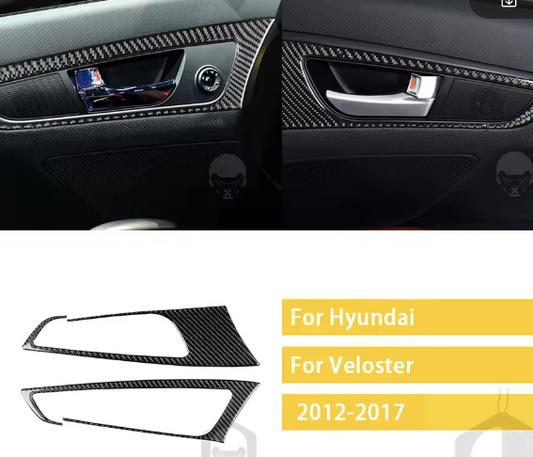 Carbon Fiber Interior Door Handle Trim (2-Piece Set) – For Hyundai Veloster (2012–2017)