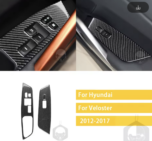Carbon Fiber Window Switch Panel Trim (2-Piece Set) – For Hyundai Veloster (2012–2017)