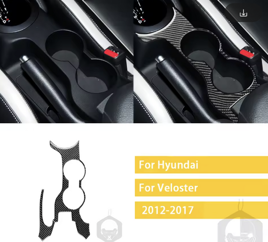 Rear Carbon Fiber Cupholder Trim – For Hyundai Veloster (2012–2017)