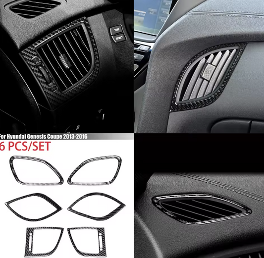 Carbon Fiber AC Vent Trim Cover Kit (6PCS) – For Hyundai Genesis Coupe (2013–2016)