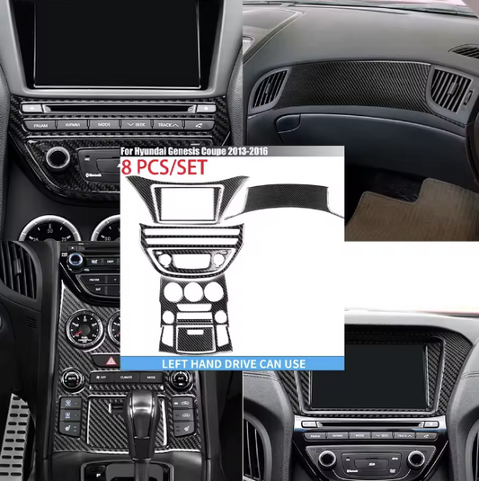 8PCS Carbon Fiber Dashboard + Radio Trim Kit – For Hyundai Genesis Coupe (2013–2016)