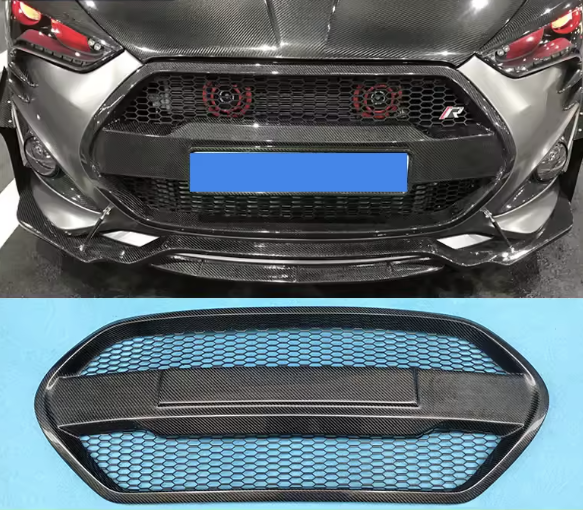 Carbon Fiber Style Front Grille Cover – For Hyundai Veloster (2013–2017)