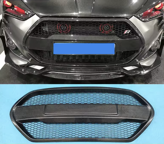 Carbon Fiber Style Front Grille Cover – For Hyundai Veloster (2013–2017)