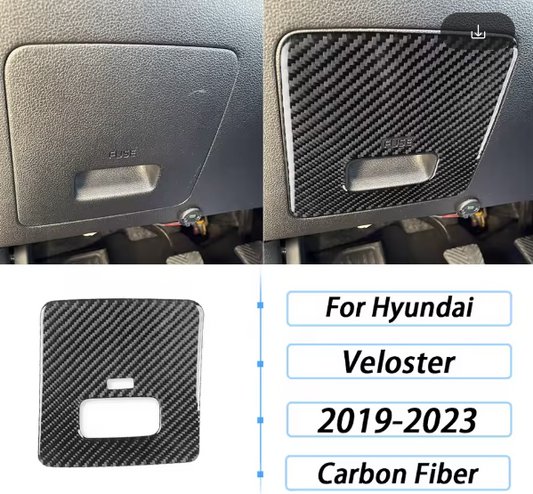 Carbon Fiber Fuse Box Cover Trim  For Hyundai Veloster 2019+ / Veloster N