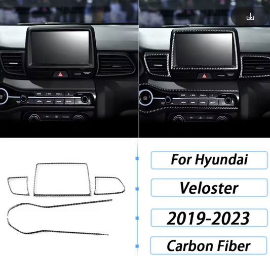 Carbon Fiber Multimedia & AC Trim Kit  For Hyundai Veloster 2019+ / Veloster N