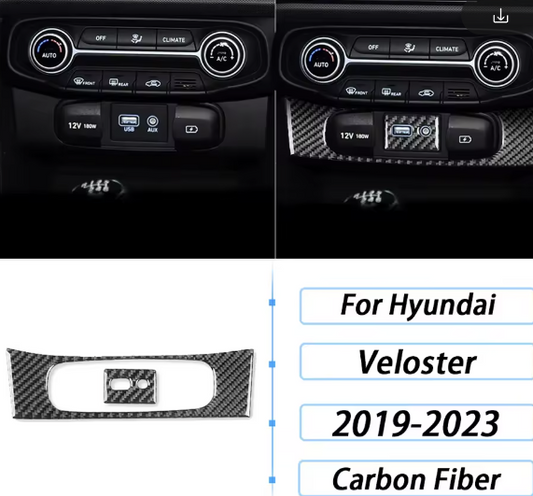 Carbon Fiber Climate Console USB Panel Trim  For Hyundai Veloster 2019+ / Veloster N