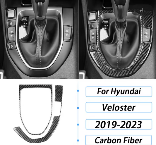 Carbon Fiber Shift Console Trim Kit  For Hyundai Veloster 2019+ / Veloster N