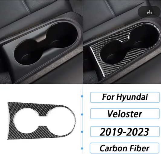 Carbon Fiber Rear Cup Holder Trim  For Hyundai Veloster 2019+ / Veloster N