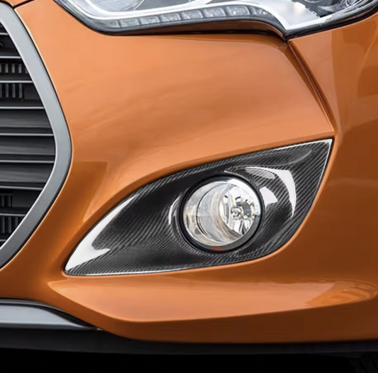 Carbon Fiber Front Fog Light Trim Covers- Hyundai Veloster (2012–2018)