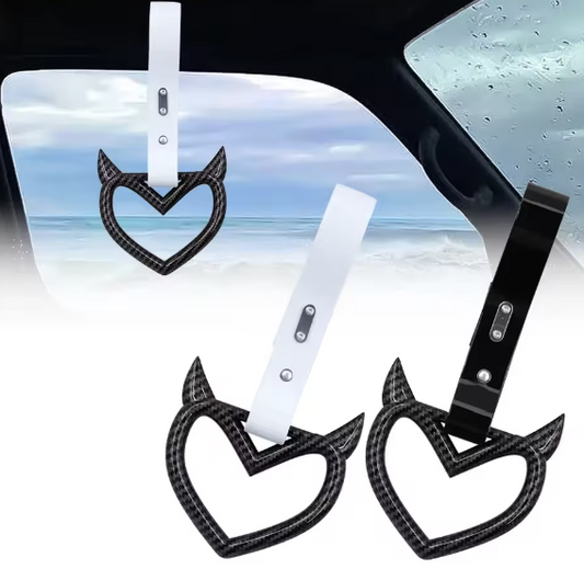 Carbon Fiber JDM Tsurikawa – Heart / Broken Heart Drift Handle Strap