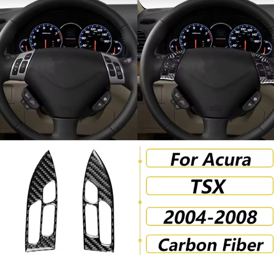 Carbon Fiber Steering Wheel Button Overlays- Acura TSX ( CL9)