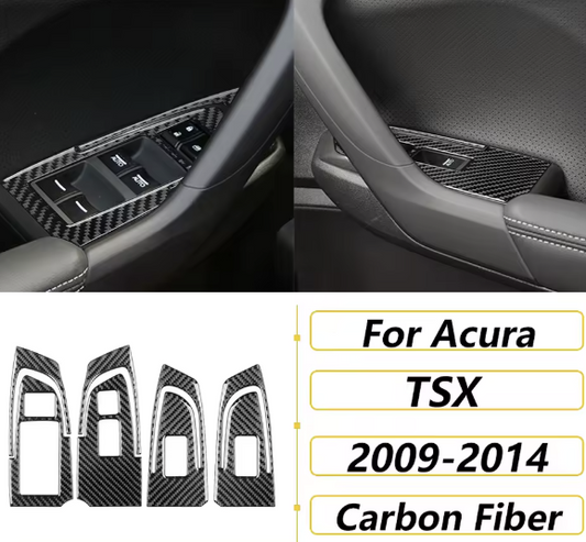 Carbon Fiber Door Switch Panel Overlays Fits Acura TSX ( CU2)