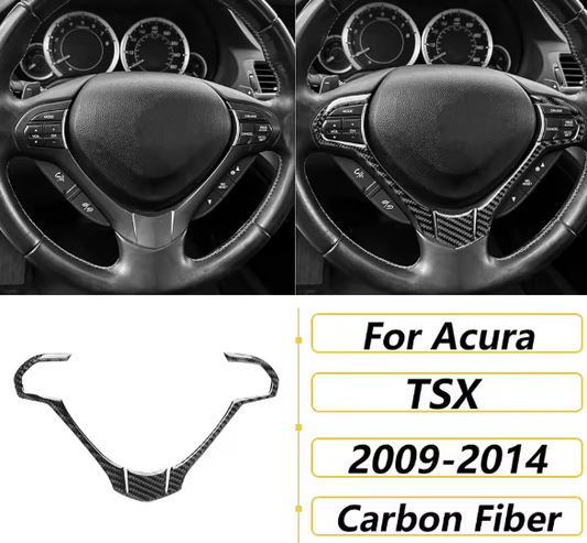 Carbon Fiber Steering Wheel Overlay Trim- Acura TSX (CU2)