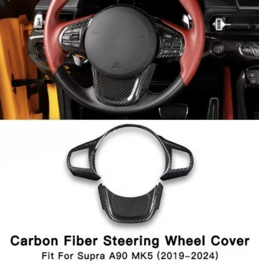 Carbon Fiber Steering Wheel Overlay – For Toyota Supra MK5 A90