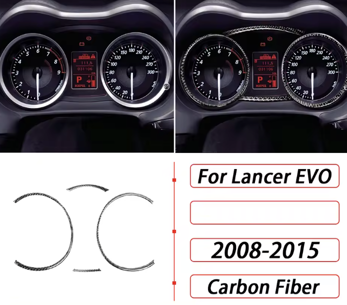 Carbon Fiber Gauge Cluster Trim Rings – For Mitsubishi Lancer EVO X