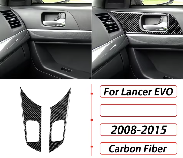 Carbon Fiber Passenger Door Handle Surround Trim Covers – For Mitsubishi Lancer EVO X