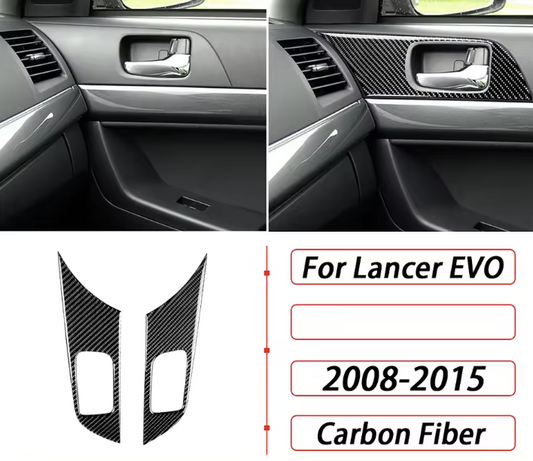 Carbon Fiber Passenger Door Handle Surround Trim Covers – For Mitsubishi Lancer EVO X