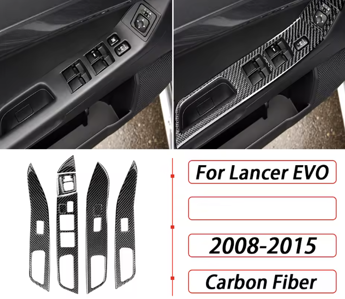 Carbon Fiber Window Switch Panel Trim Covers – For Mitsubishi Lancer EVO X