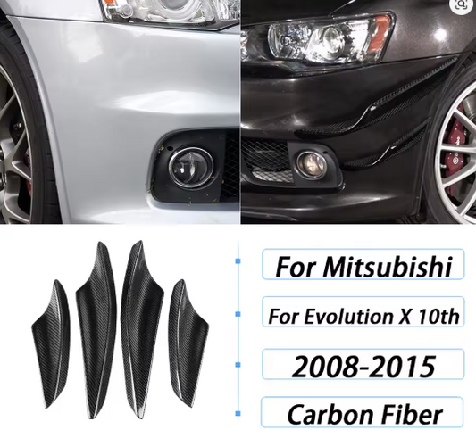 Carbon Fiber Front Bumper Canards / Splitter Fins – For Mitsubishi Lancer EVO X