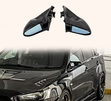 Carbon Fiber KZ Style Side Mirror Replacements – For Mitsubishi Lancer EVO X